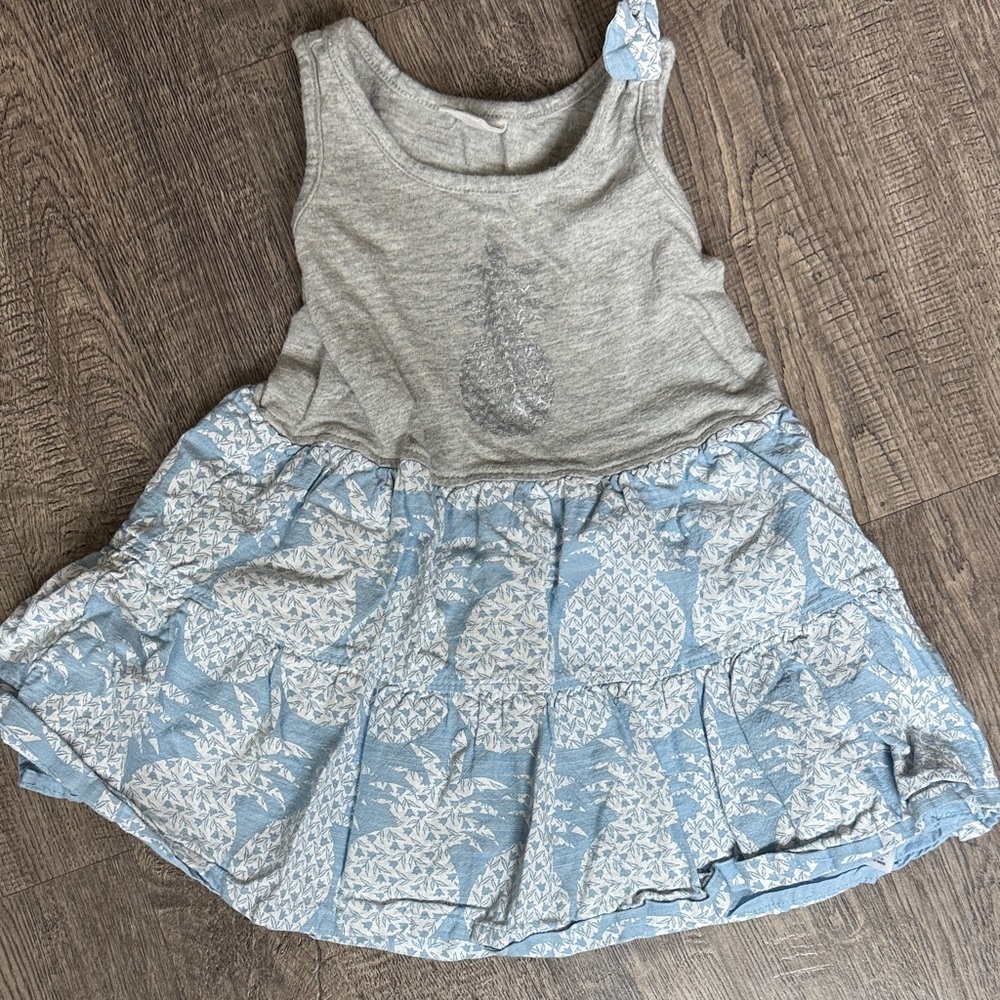 GAP Gray and Light Blue Pineapple Print Casual Dress